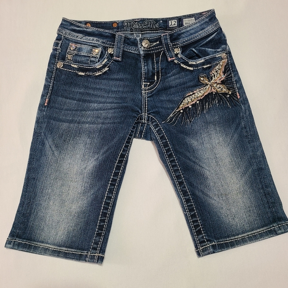 Miss Me Girls Denim Bermuda sz 12
